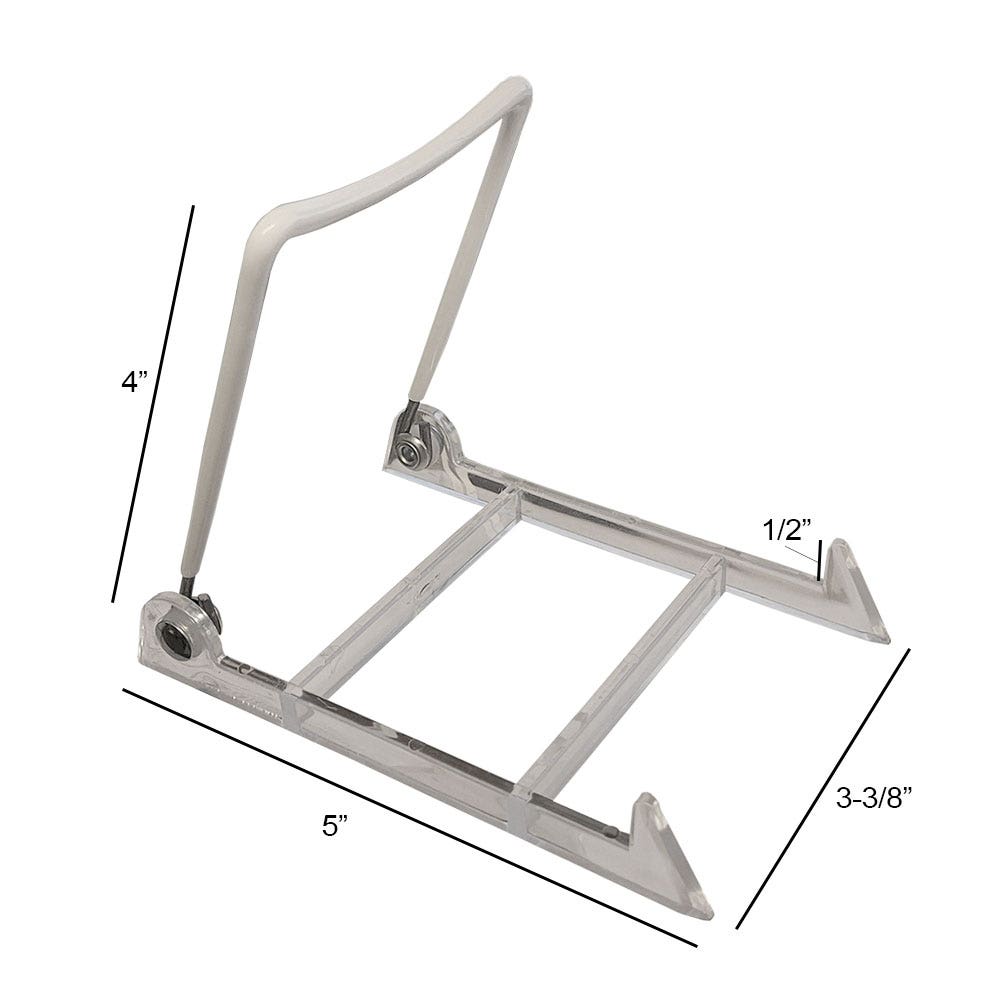 Display Easel with Clear Base & White Support - Eddie's Hang-Up Display Ltd.