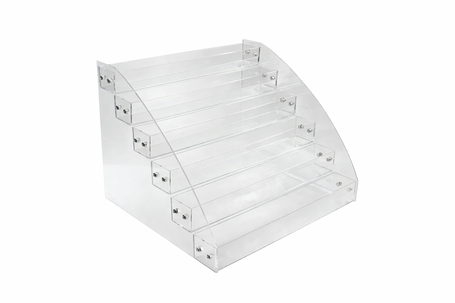 Clear acrylic counter display with six levels
