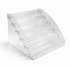 Clear acrylic tiered display on a white background