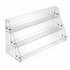 Clear acrylic shelf with three tiers on a white background