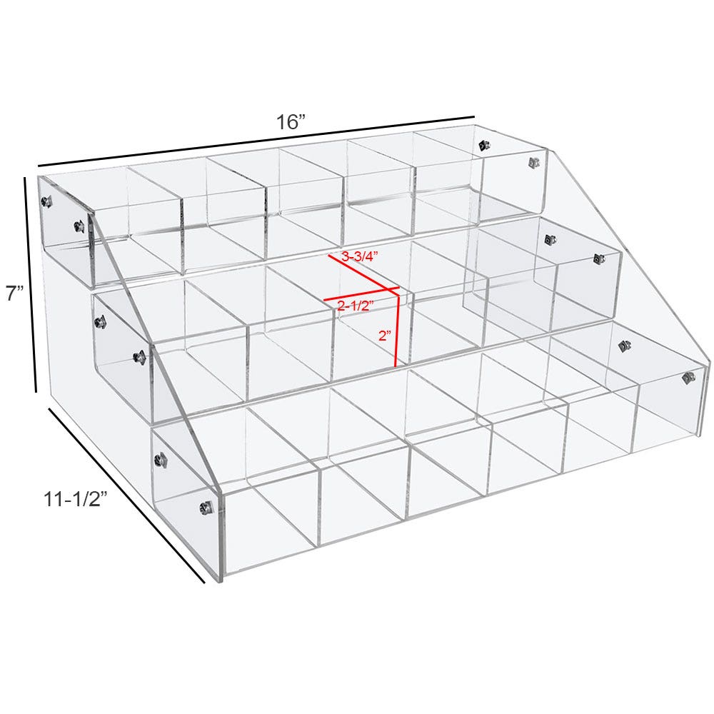 18 Compartment Three Level Counter Display | 16" Long - Eddie's Hang-Up Display Ltd.