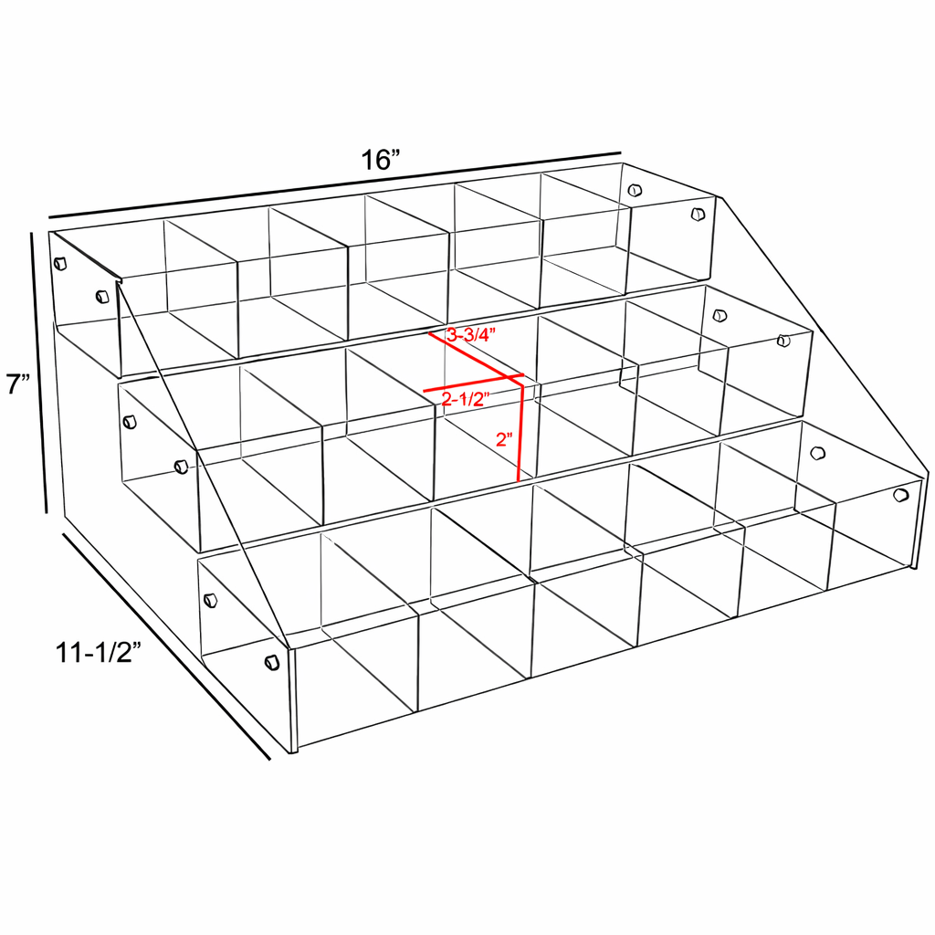 18 Compartment Three Level Acrylic Counter Display | 16