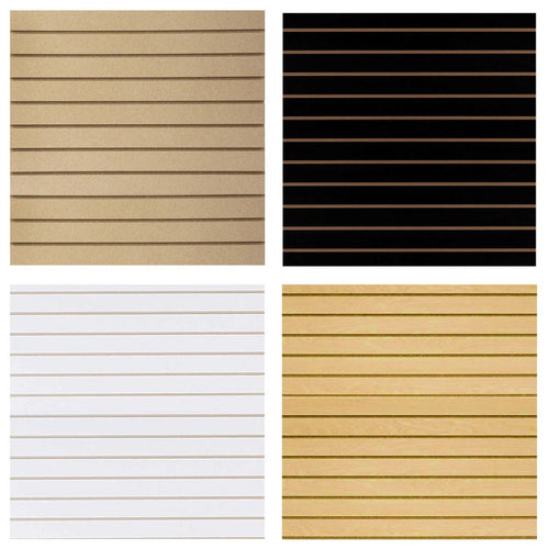 Composite image of  available colours of mdf slatwall