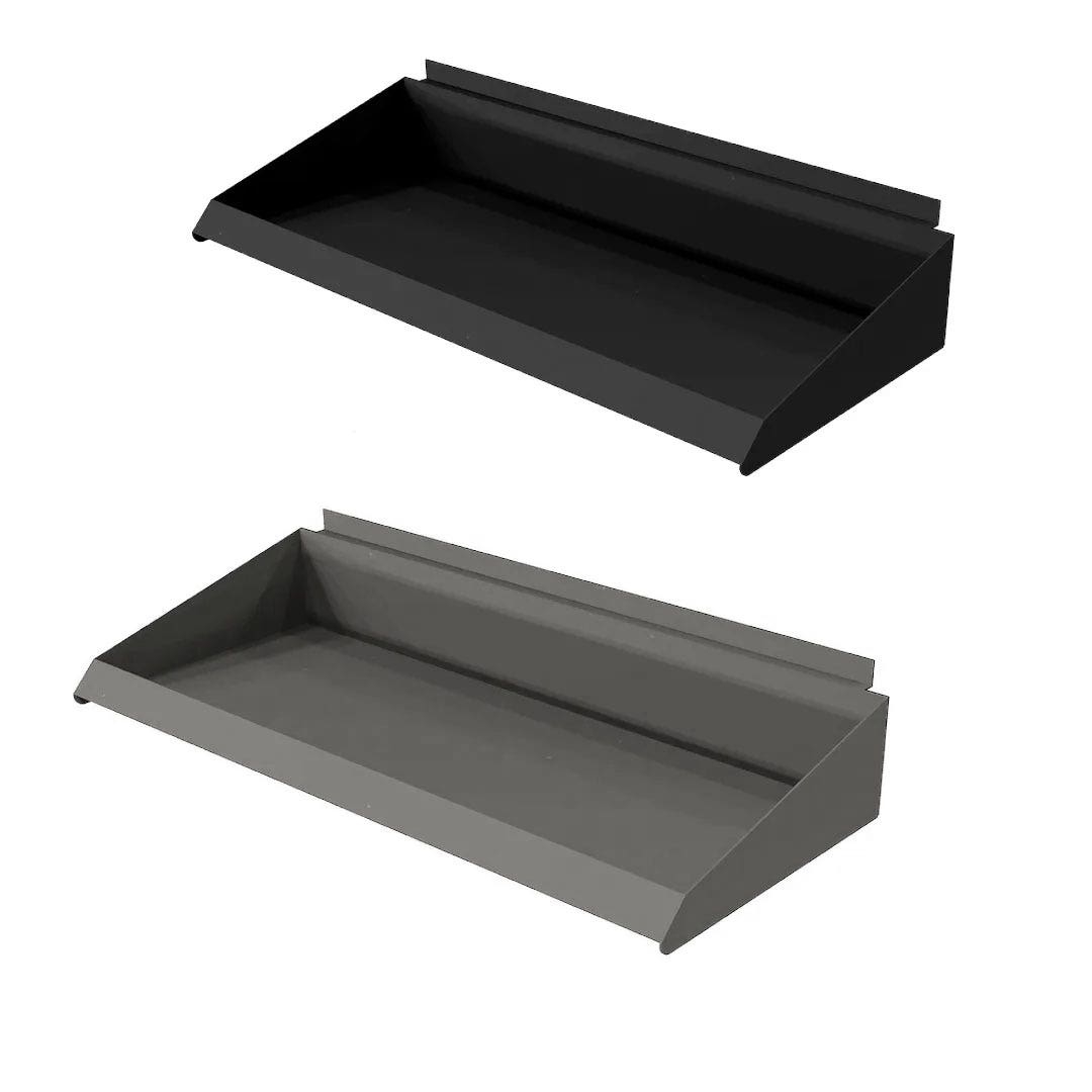 Metal Shelf Tray For Slatwall | Black or Grey | 24" x 9" - Eddie's Hang-Up Display Ltd.