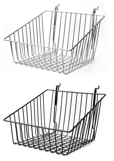 Slatwall & Grid Slanted Wire Basket 12" x 12" x 8"