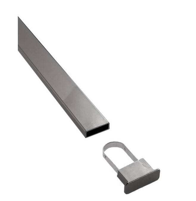 End Cap |  Rectangular Tubing | Satin Nickel - Eddie's Hang-Up Display Ltd.