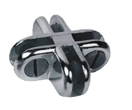 4 Way Chrome Glass Panel Connector