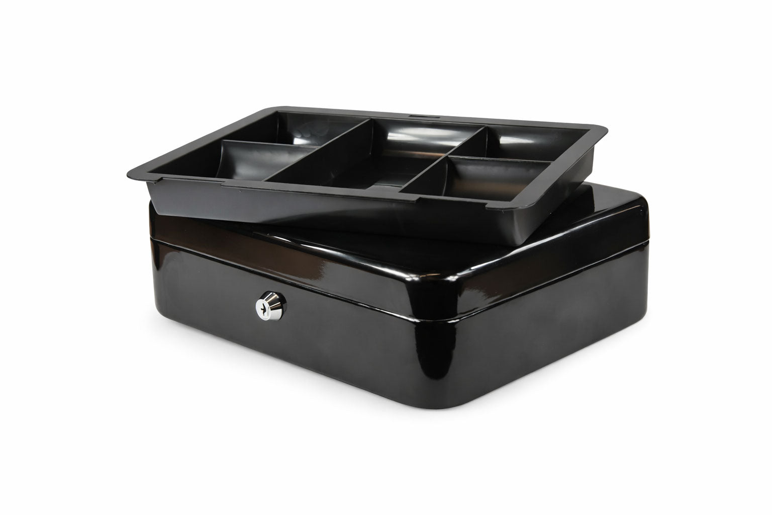 Lockable Metal Cash Box | Portable | Black - Eddie's Hang-Up Display Ltd.