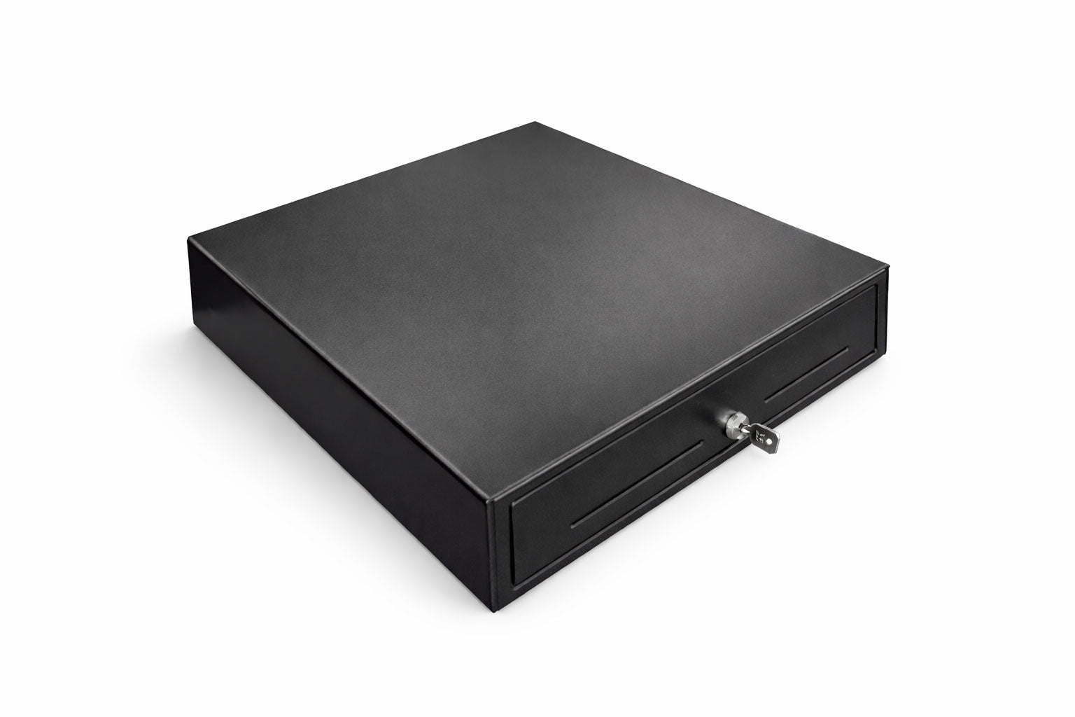 Black cash register on a white background