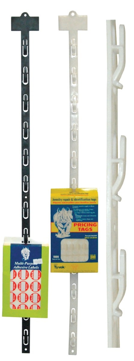 Merchandising Strips | Plastic | Black & White - Eddie's Hang-Up Display Ltd.