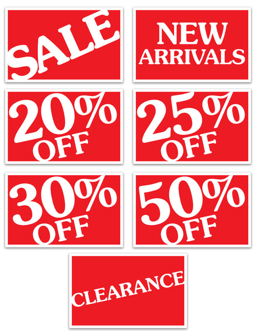 Double-Sided Heavy Card Stock Show Cards | Red & White - Eddie's Hang-Up Display Ltd.