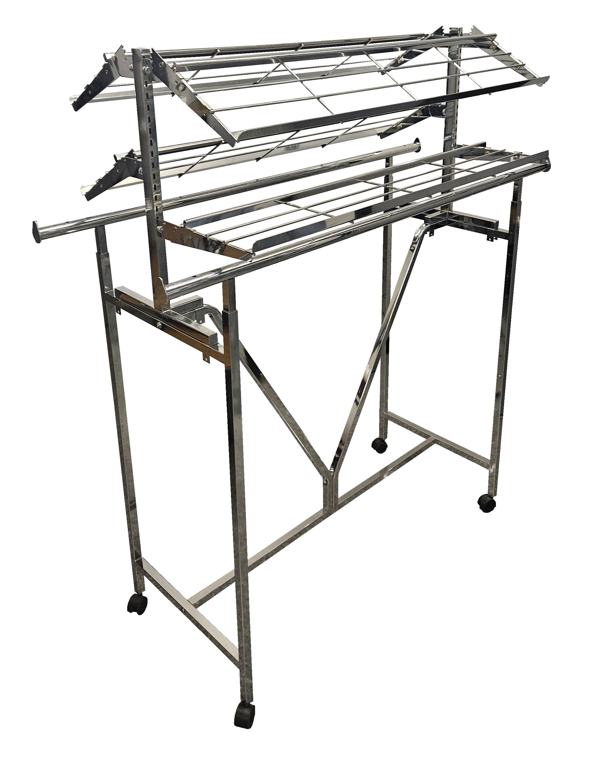 double bar rack with two 25" uprights and shoe shelves