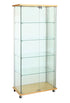 Vitrine en verre sans cadre | Tour à 4 étagères | Accents de stratifié