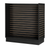 black laminate slatwall display on a white background