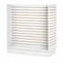 White slatwall display on a white background