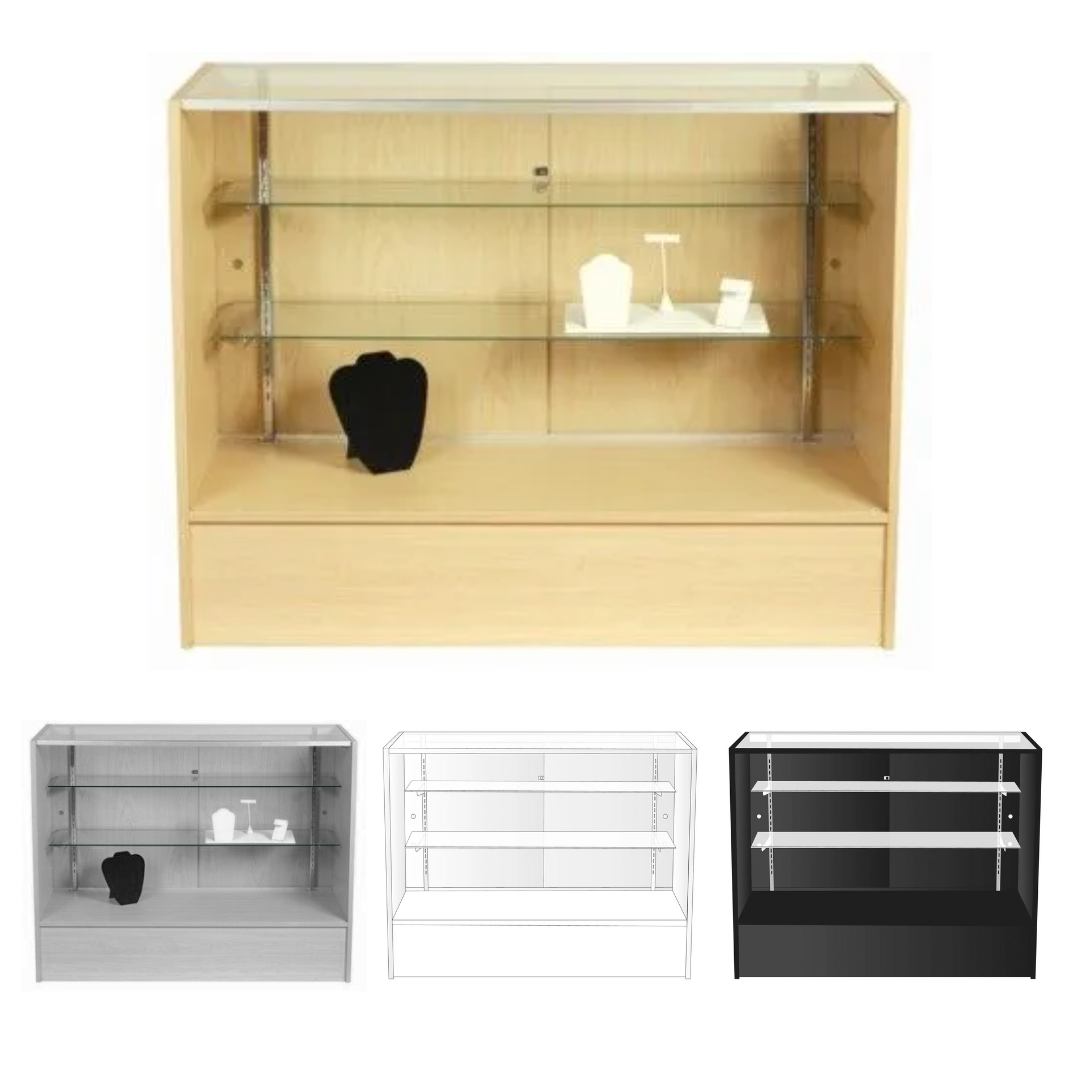 Retail Counter & Glass Display Case Combo | 2 Shelves