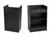 Black cabinet with a drawer and shelves on a white background