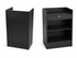 Black cabinet with a drawer and shelves on a white background