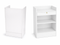 White corner shelf unit with a small drawer on a white background