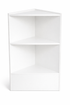 White corner shelf with two levels on a white background