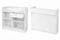 White reception counter on white background
