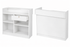 White reception counter on white background
