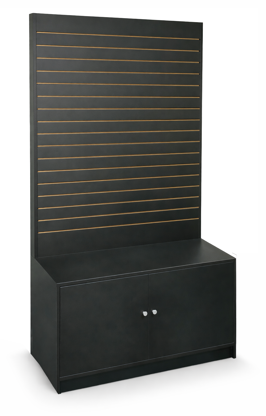 Slatwall Wall Gondolas with Cabinet - Eddie's Hang-Up Display Ltd.