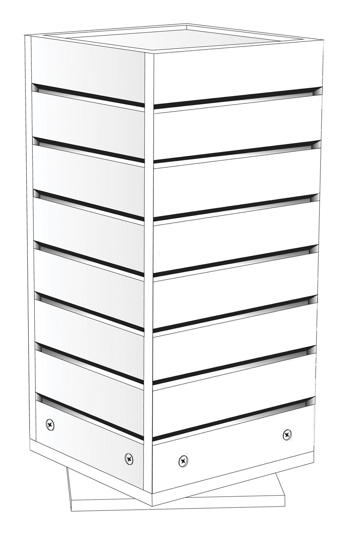 Countertop Rotating Slatwall Towers - Eddie's Hang-Up Display Ltd.