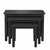 Set of three black nesting tables on a white background