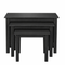 Set of three black nesting tables on a white background