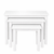 Set of four white nesting tables on a white background