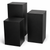 Three black rectangular boxes of varying sizes on a white background
