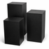 Three black rectangular boxes of varying sizes on a white background