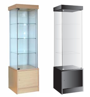 Glass Display Case Tower | Single Wide | LED Lights