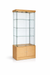 Wooden display cabinet with glass front on a white background