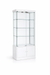White display cabinet with glass front on a white background