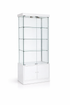 White display cabinet with glass front on a white background