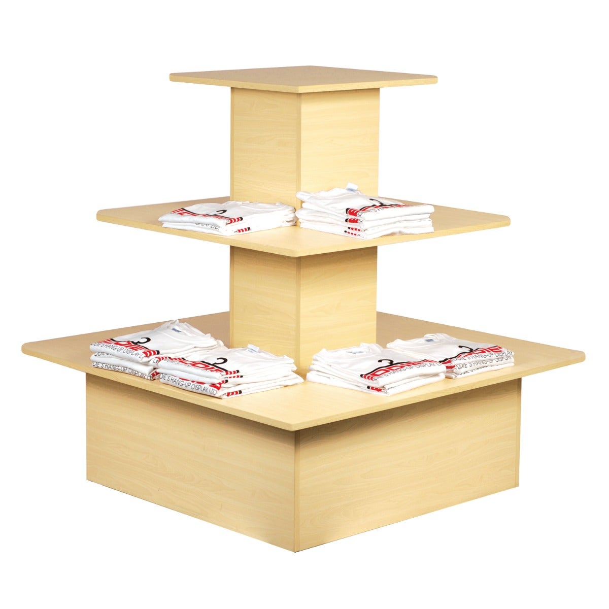 Three-tiered laminate display table