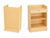 Wooden furniture piece with a drawer and shelves on a white background