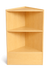 Wooden corner shelf unit on a white background