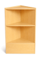 Wooden corner shelf unit on a white background