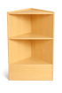 Wooden corner shelf unit on a white background