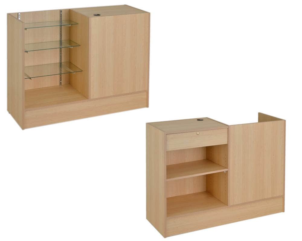 Retail Cash Wrap Counter & Glass Display Shelf Combo | 48” - Eddie's Hang-Up Display Ltd.