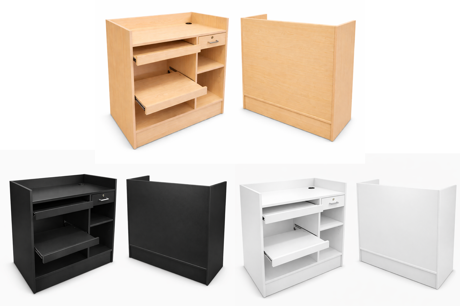 Set of wooden  customer counters on a white background