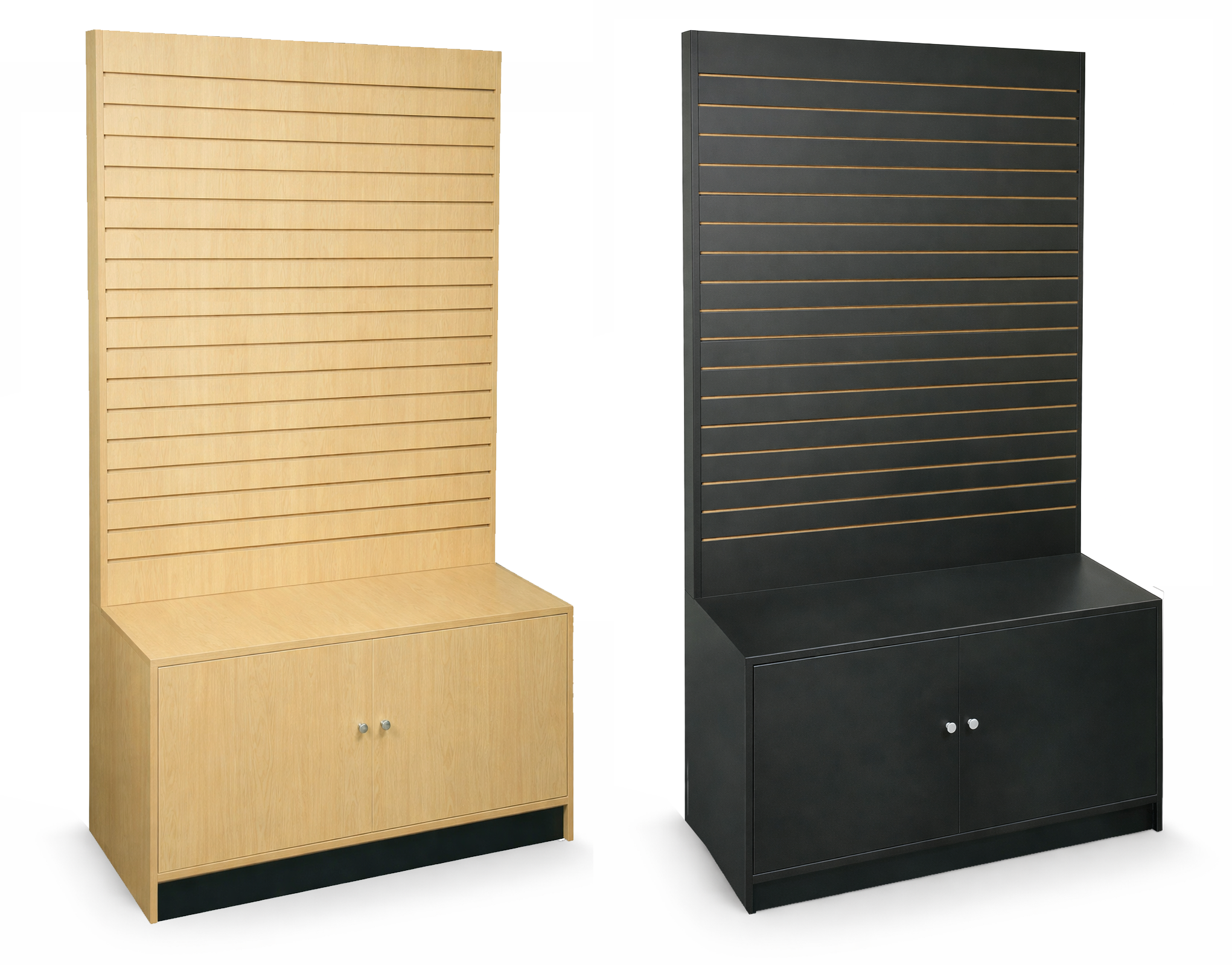 Slatwall Wall Gondolas with Cabinet - Eddie's Hang-Up Display Ltd.