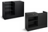 Two black storage units on a white background