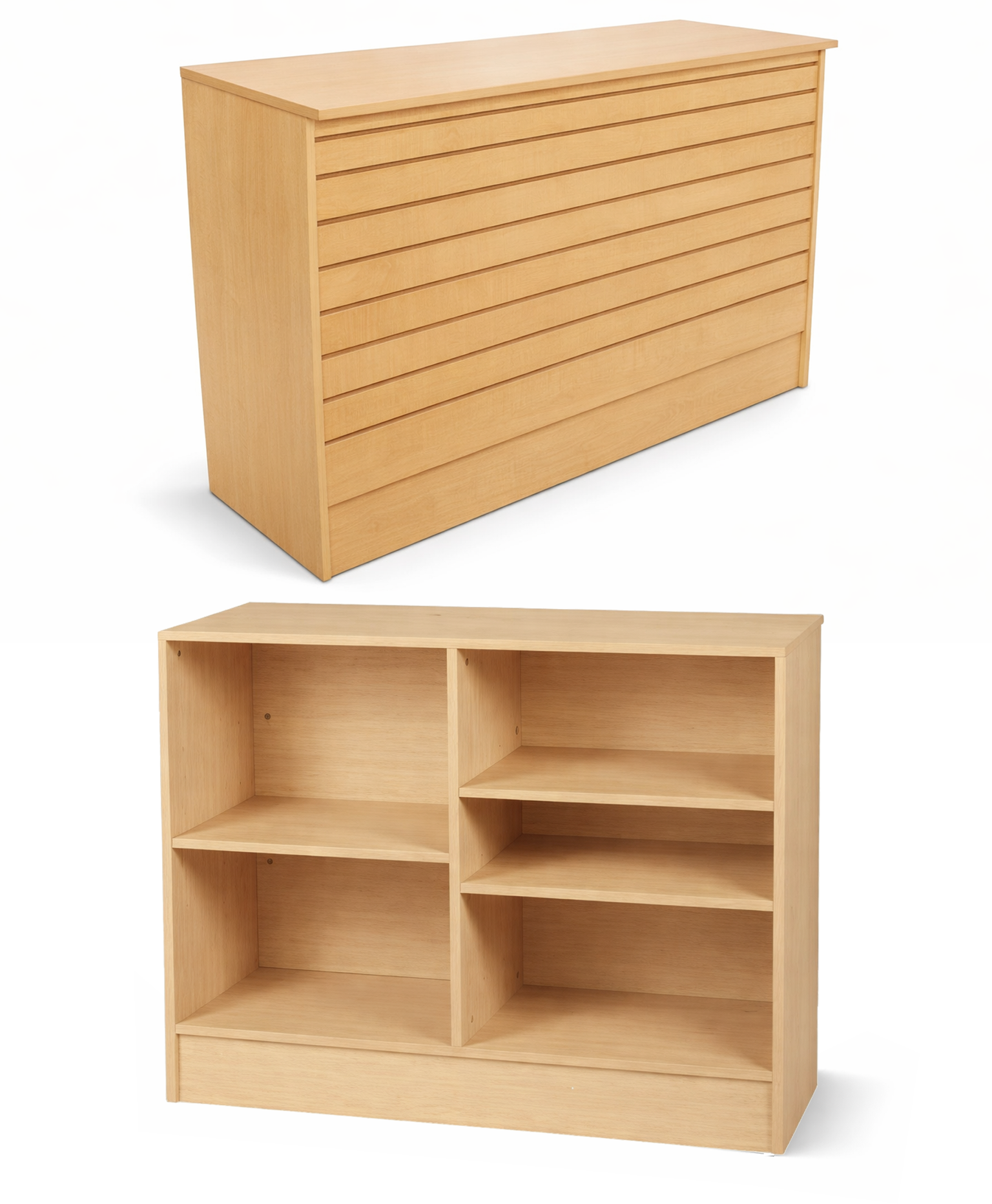 Retail Counter Cash Wrap with Slatwall Front - Eddie's Hang-Up Display Ltd.