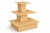 Three-tiered wooden display stand on a white background