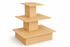 Three-tiered wooden display stand on a white background