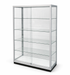 Glass display cabinet with a white background